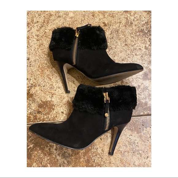 Marc Fisher Shoes - Marc Fisher Black Ankle Boots with Gold Zipper
